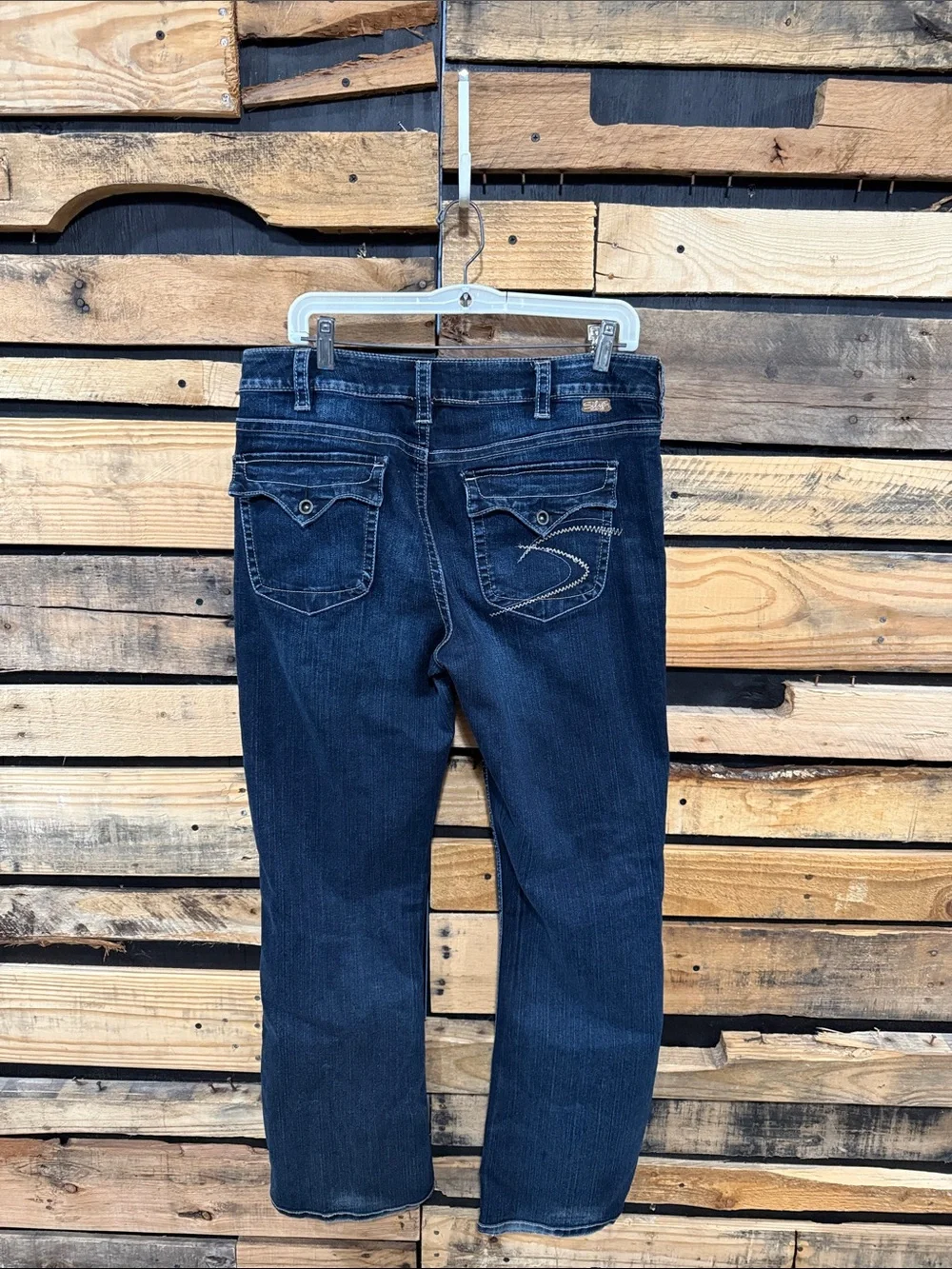 Silver Jeans Dark Wash Mid Rise Pioneer Flap Pocket Jeans Size 16/33